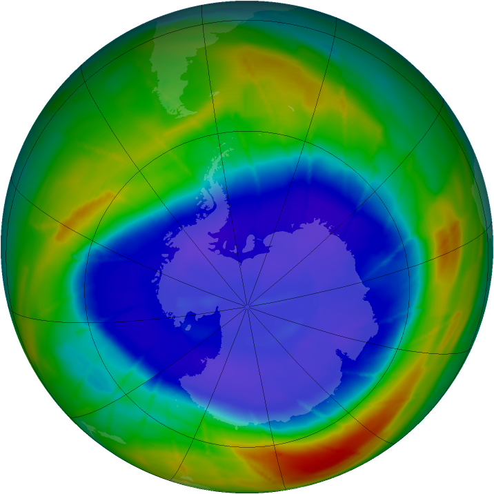 Antarctic ozone map for 10 September 2009